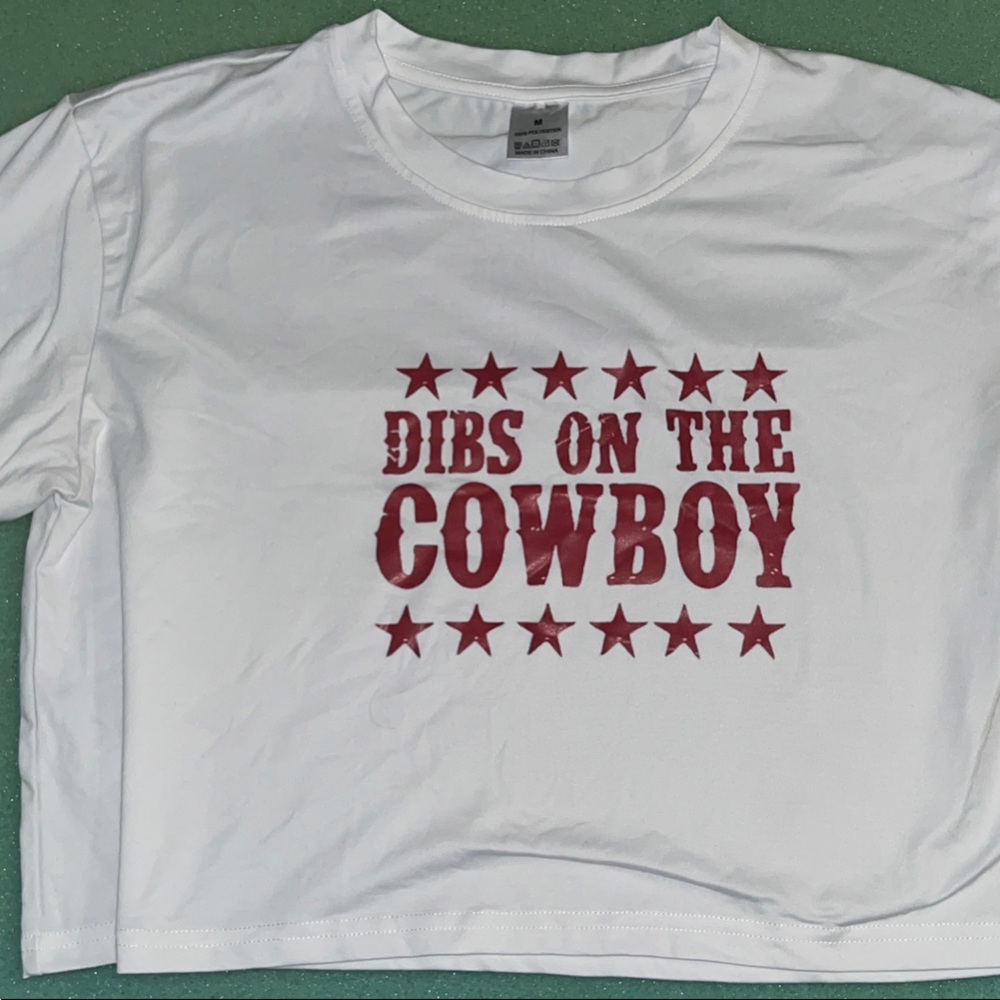White Womens Crop Shirt with Red Print